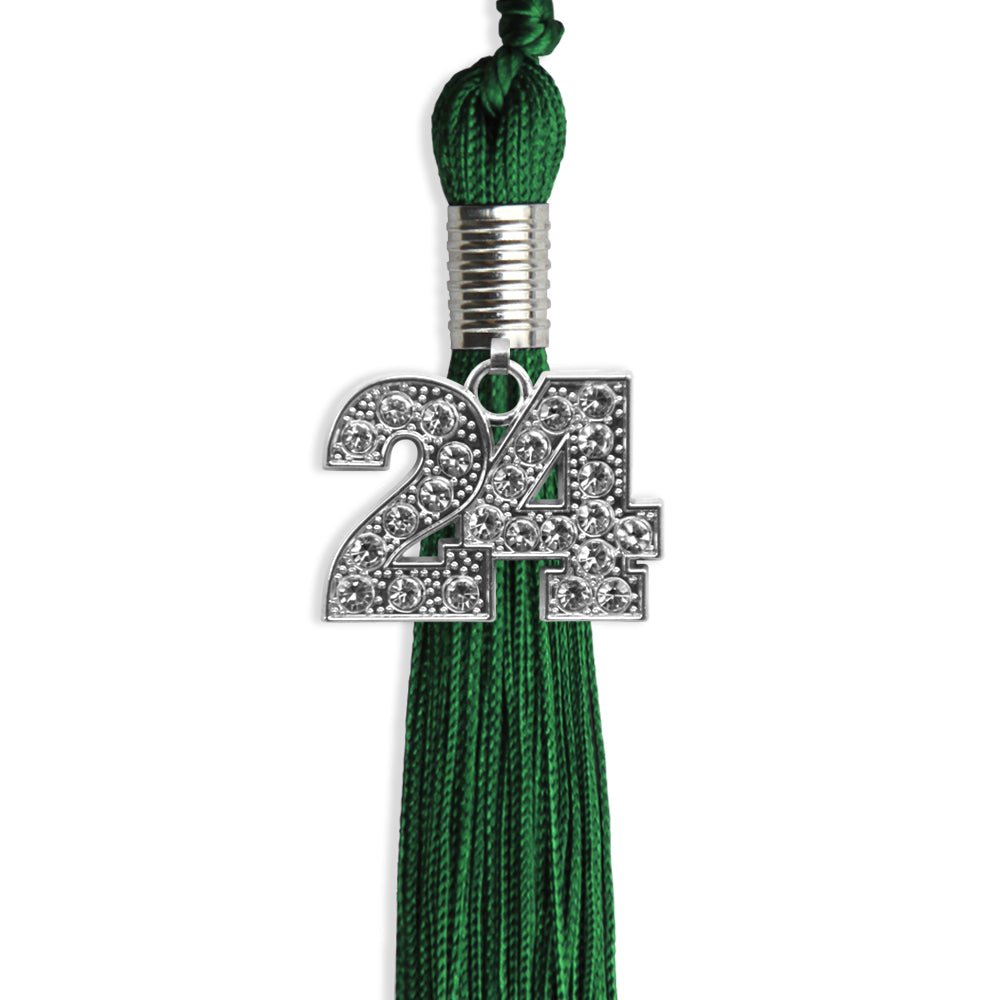 Green Graduation Tassel with Silver Date Drop - Endea Graduation