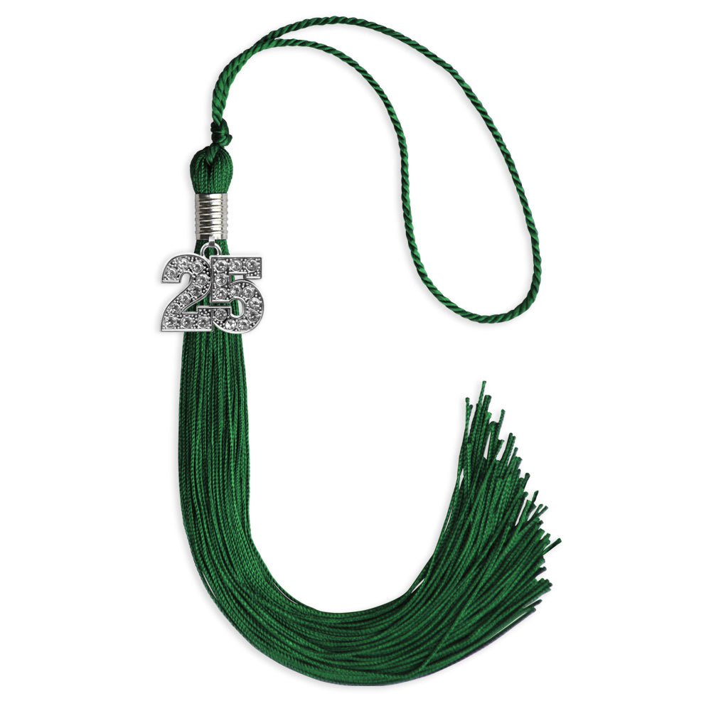 Green Graduation Tassel with Silver Date Drop - Endea Graduation