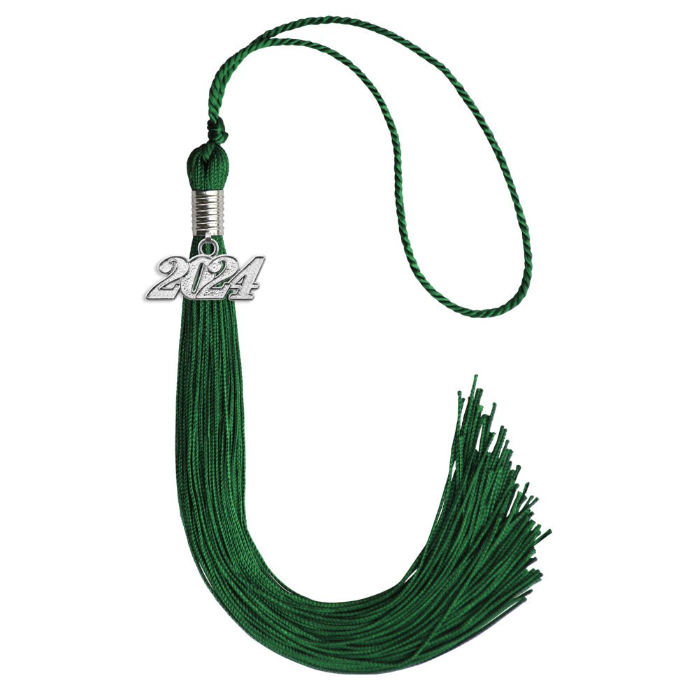 Green Graduation Tassel with Silver Date Drop - Endea Graduation