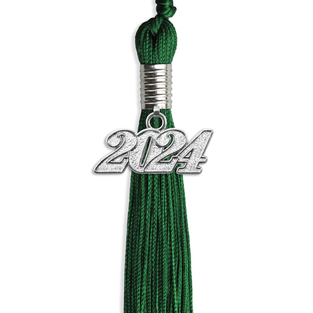 Green Graduation Tassel with Silver Date Drop - Endea Graduation