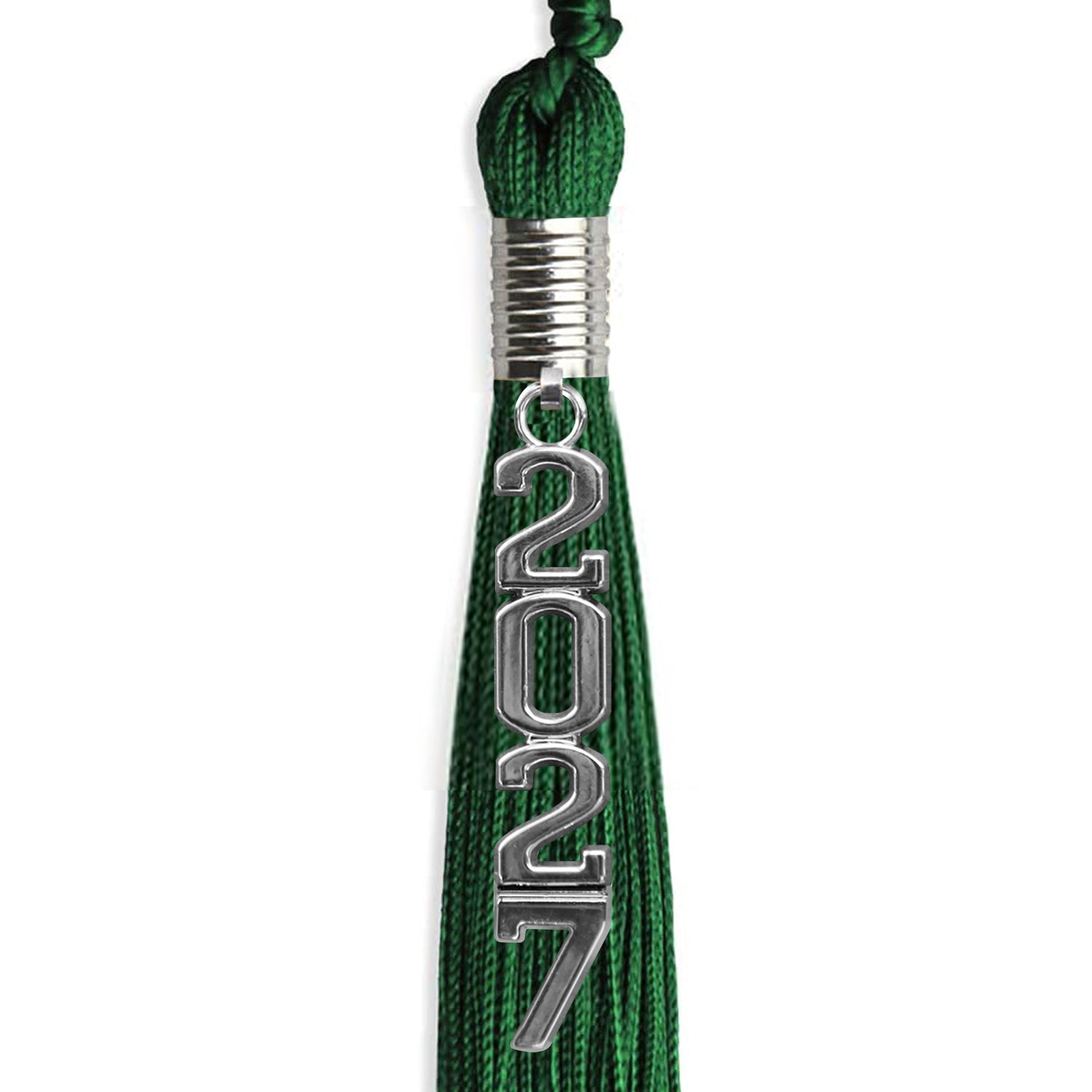 Green Graduation Tassel with Silver Stacked Date Drop - Endea Graduation