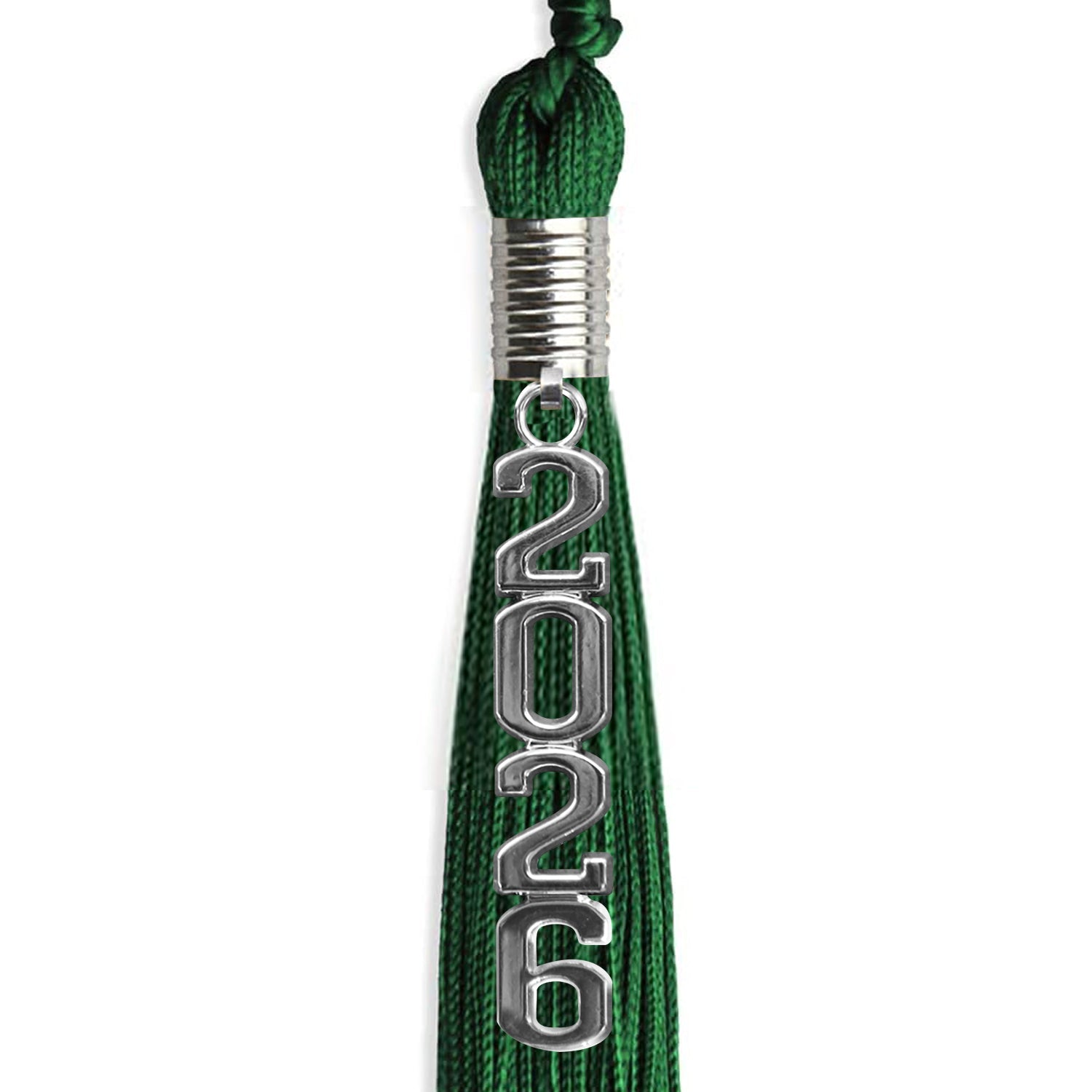 Green Graduation Tassel with Silver Stacked Date Drop - Endea Graduation