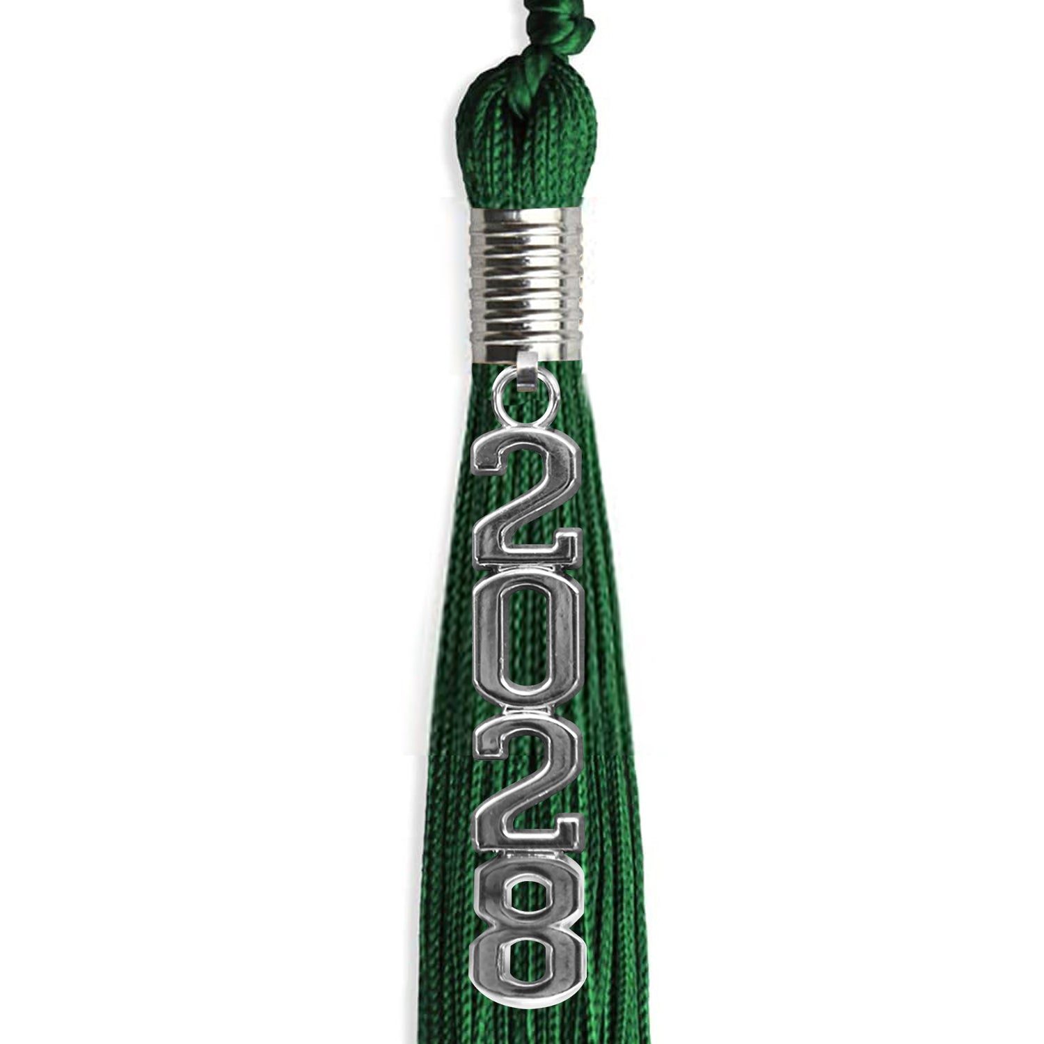 Green Graduation Tassel with Silver Stacked Date Drop - Endea Graduation