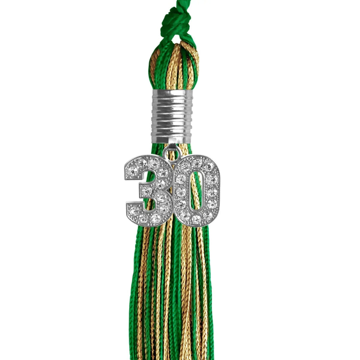 Green/Antique Gold Mixed Color Graduation Tassel with Silver Bling Charm - Endea Graduation