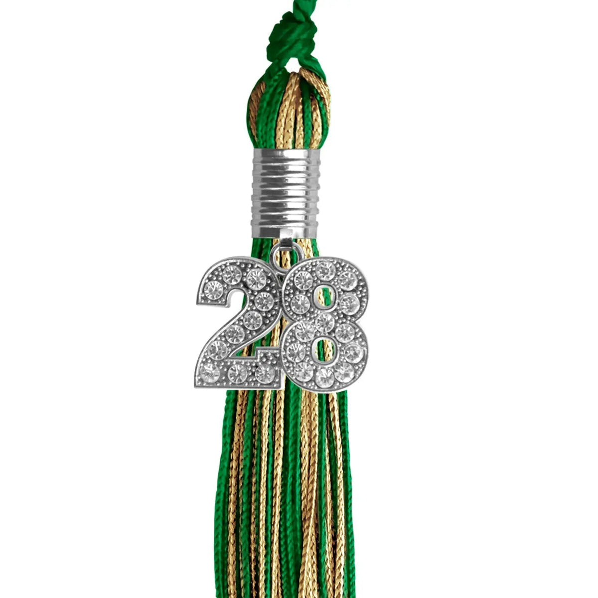 Green/Antique Gold Mixed Color Graduation Tassel with Silver Bling Charm - Endea Graduation