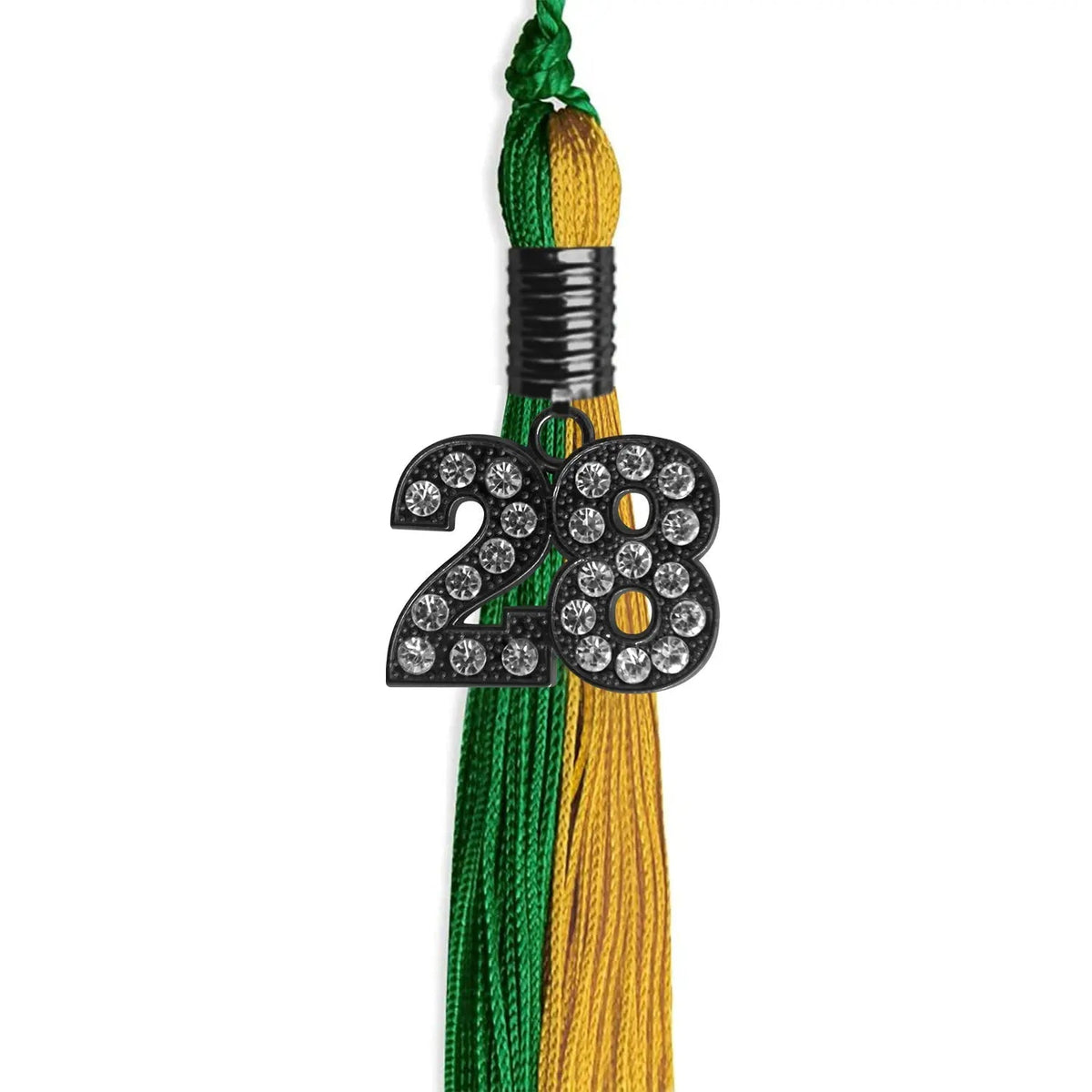 Green/Bright Gold Graduation Tassel with Black Bling Charm - Endea Graduation