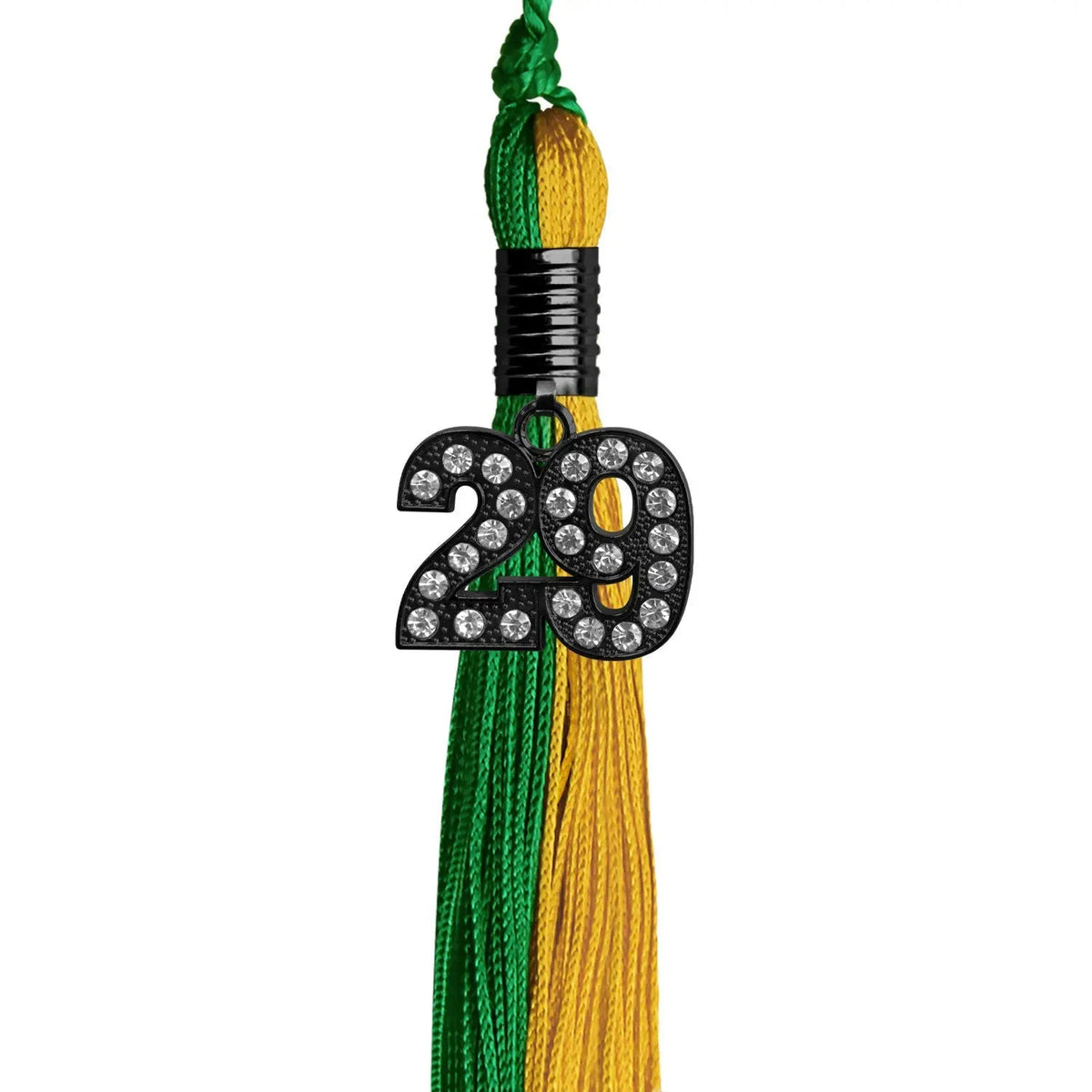 Green/Bright Gold Graduation Tassel with Black Bling Charm - Endea Graduation
