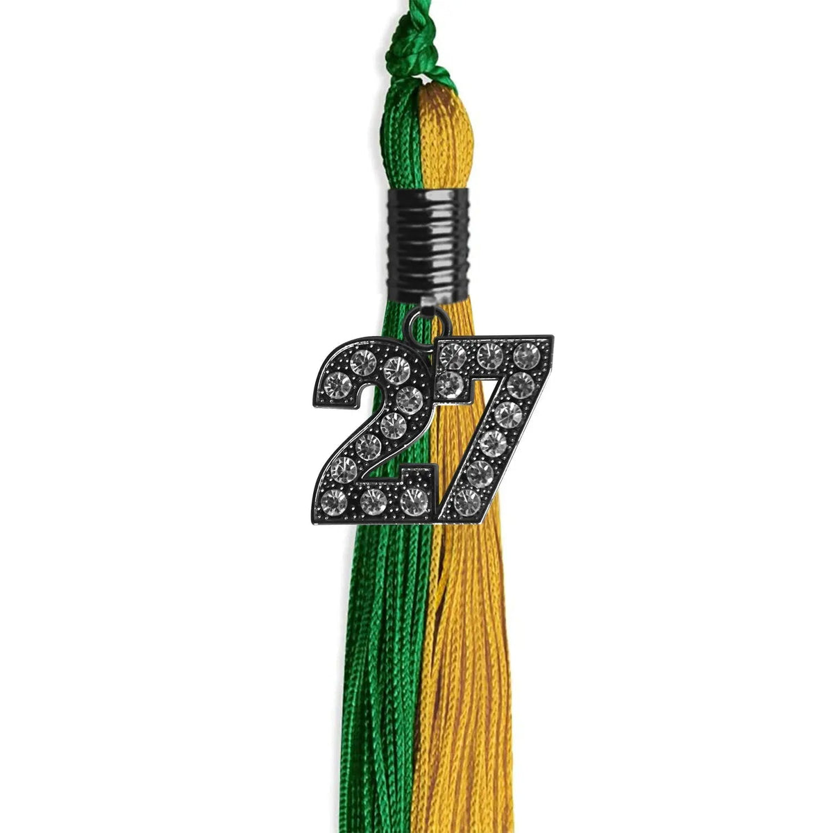 Green/Bright Gold Graduation Tassel with Black Bling Charm - Endea Graduation