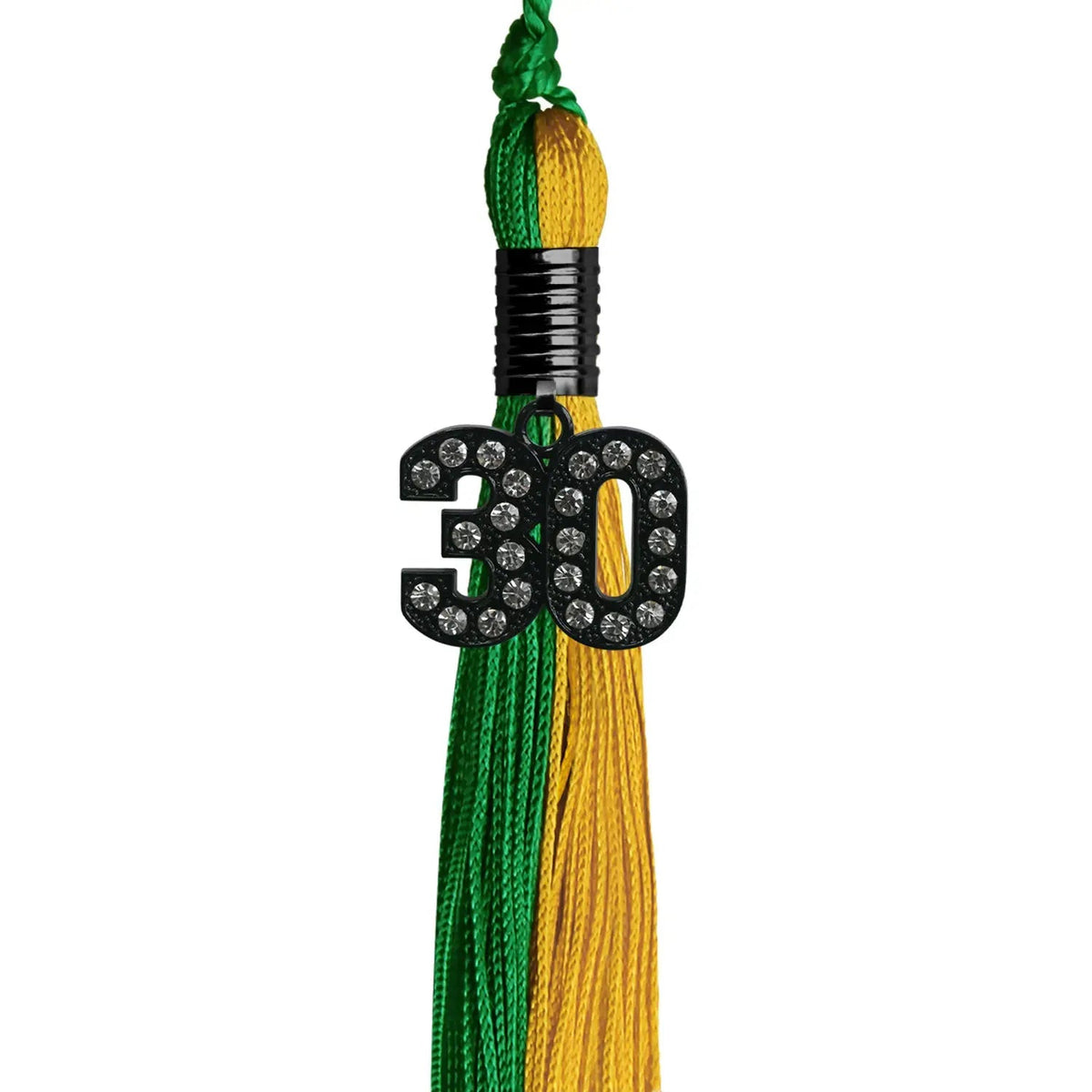 Green/Bright Gold Graduation Tassel with Black Bling Charm - Endea Graduation