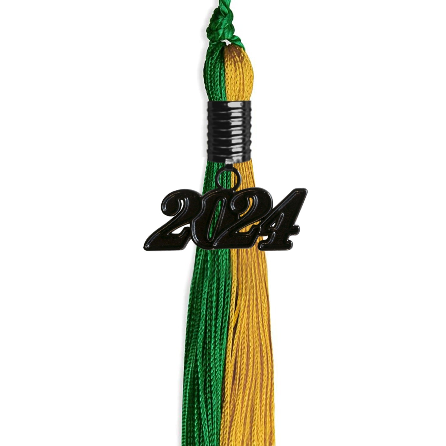 Green/Bright Gold Graduation Tassel with Black Date Drop - Endea Graduation