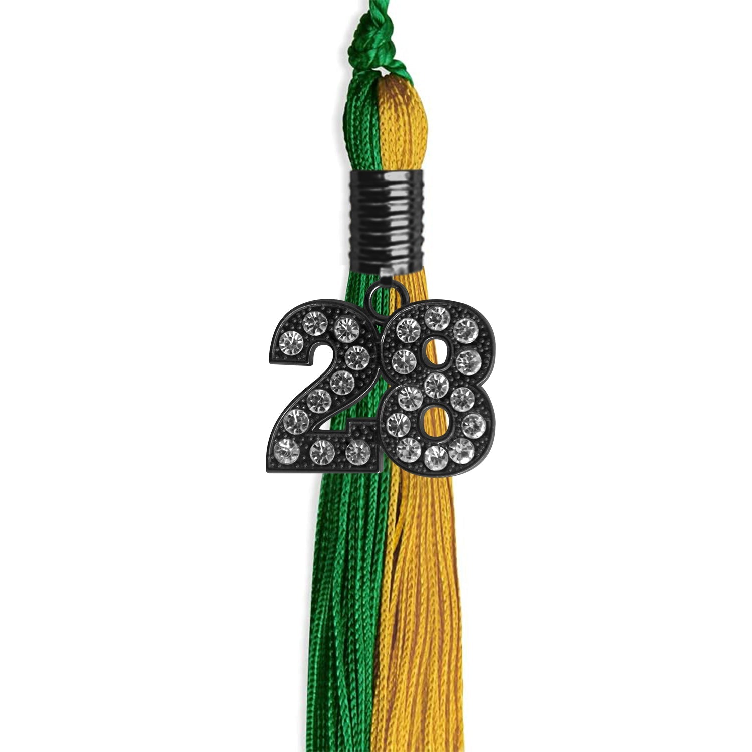 Green/Bright Gold Graduation Tassel with Black Date Drop - Endea Graduation