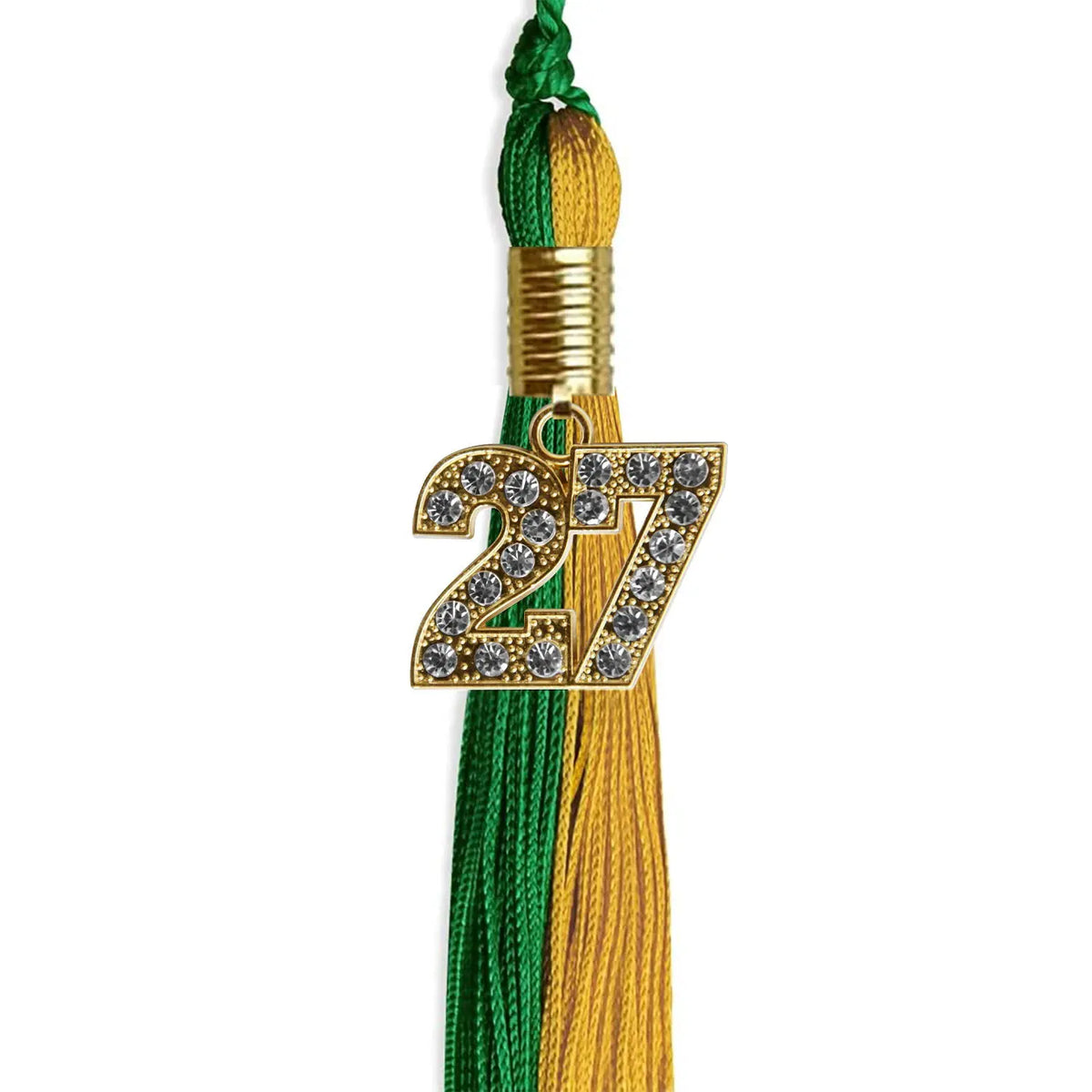 Green/Bright Gold Graduation Tassel with Gold Bling Charm - Endea Graduation