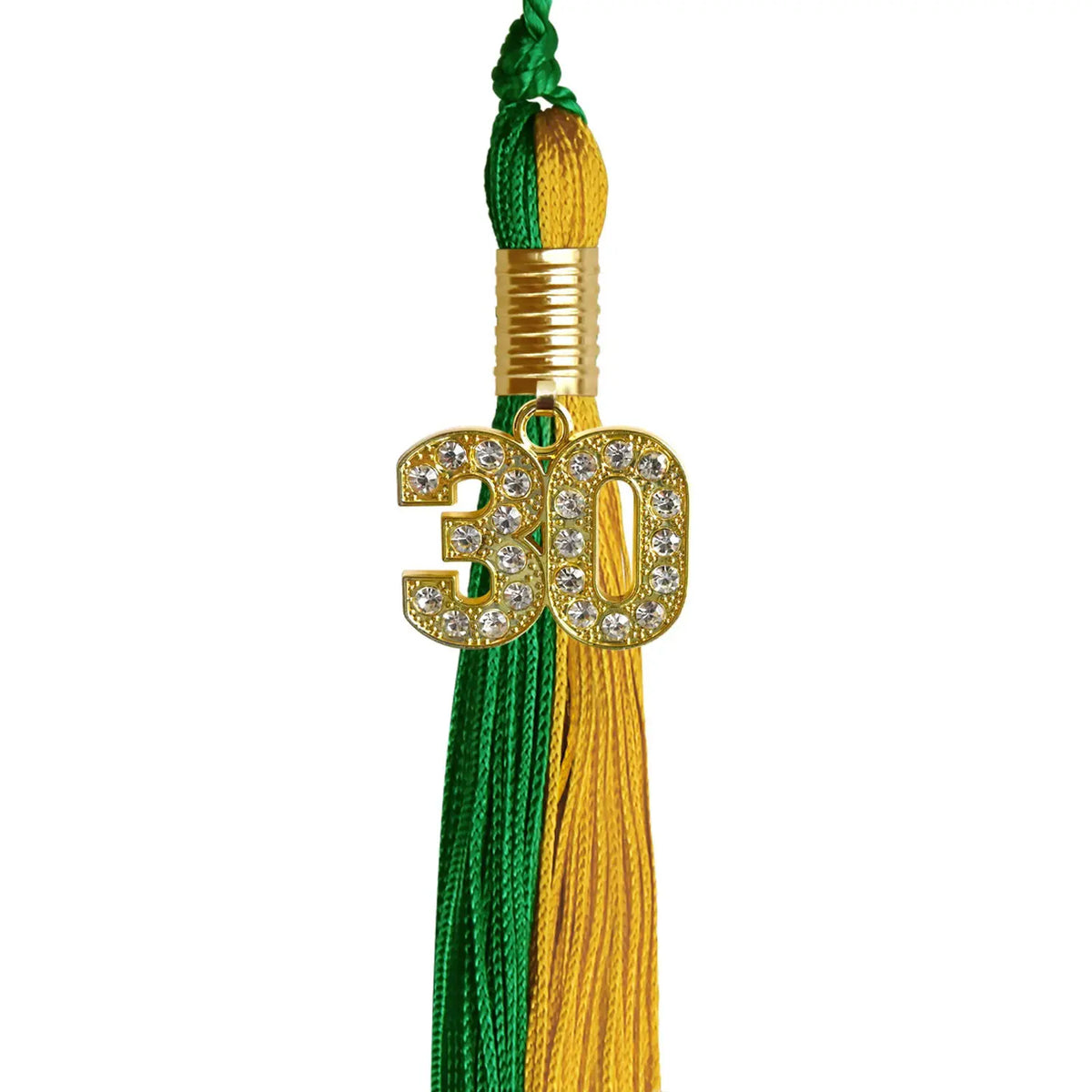 Green/Bright Gold Graduation Tassel with Gold Bling Charm - Endea Graduation