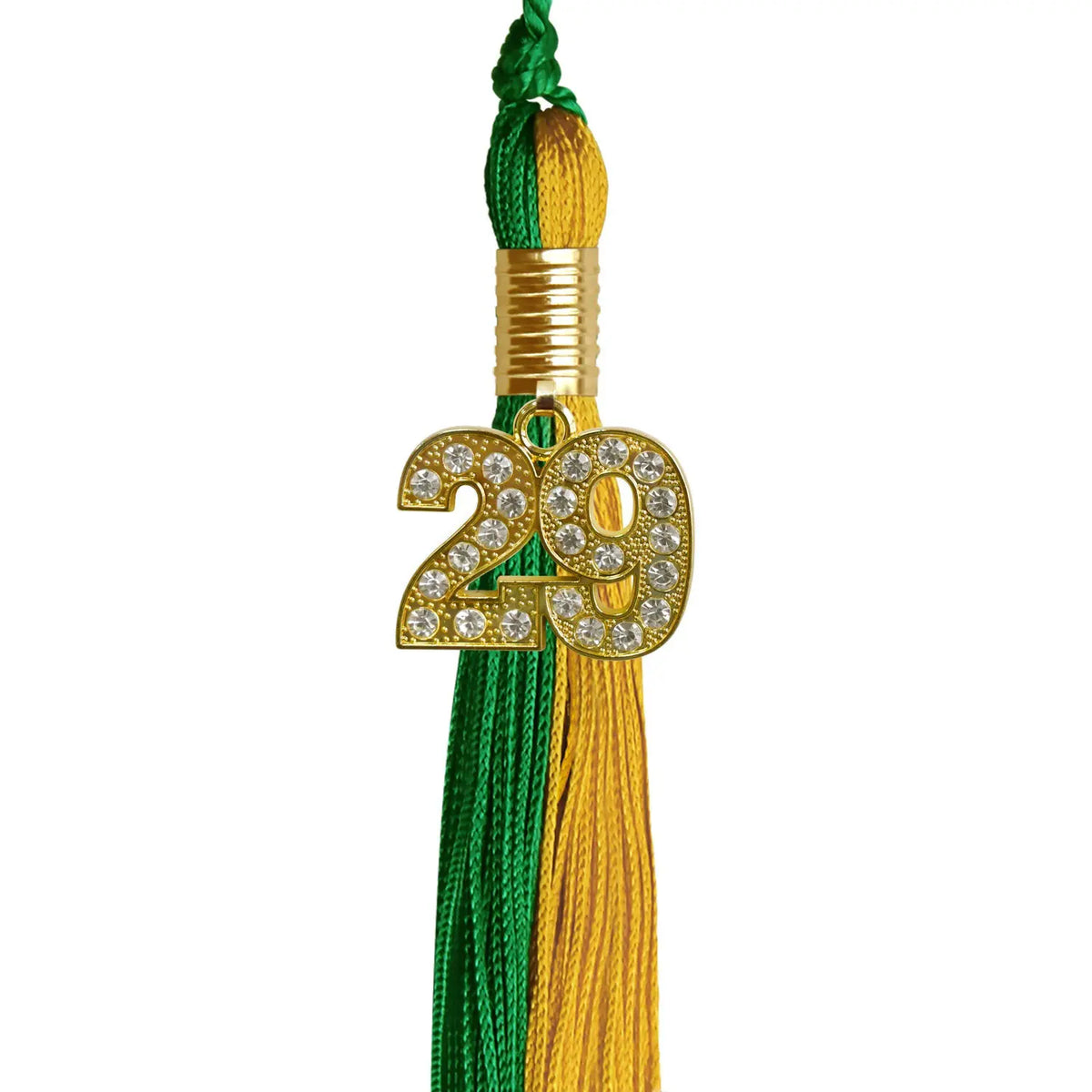 Green/Bright Gold Graduation Tassel with Gold Bling Charm - Endea Graduation