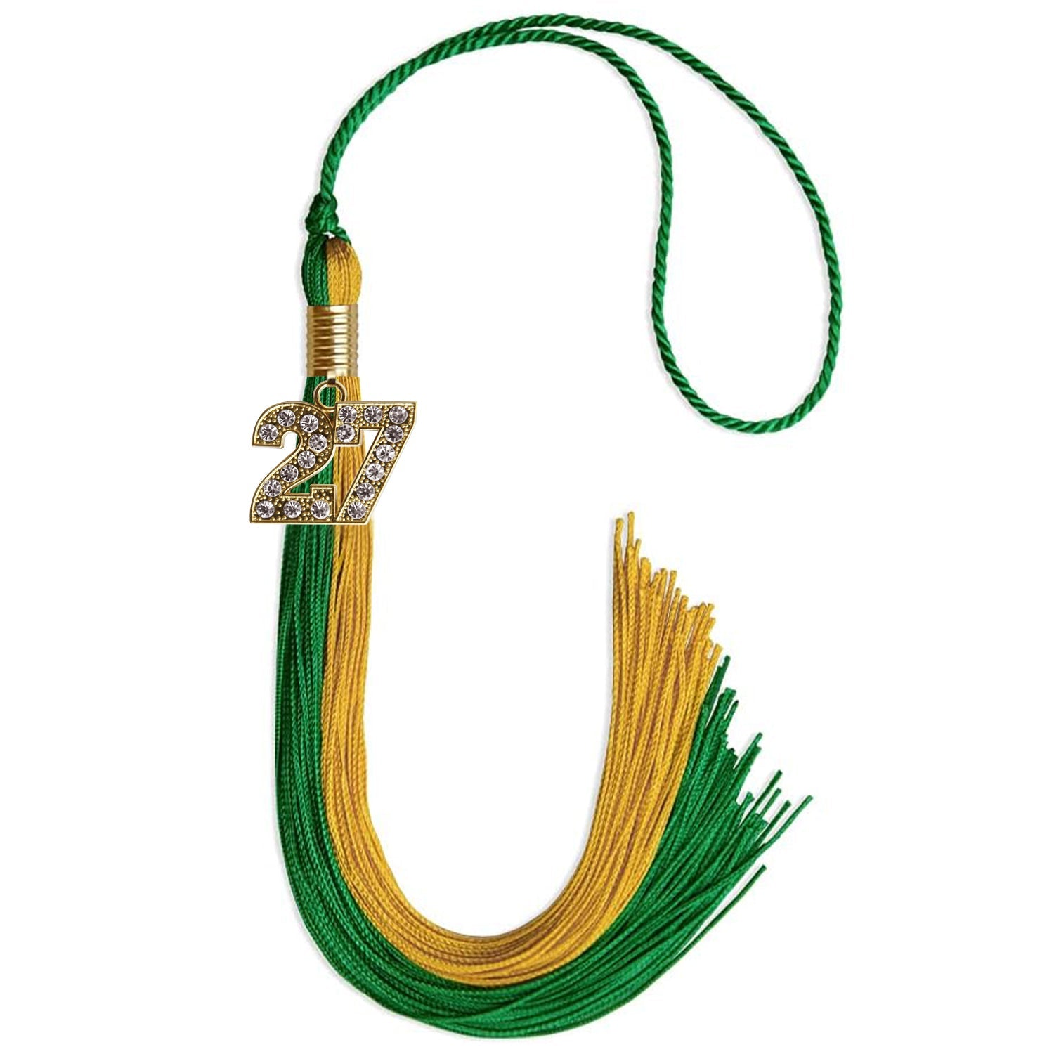 Green/Bright Gold Graduation Tassel with Gold Date Drop - Endea Graduation