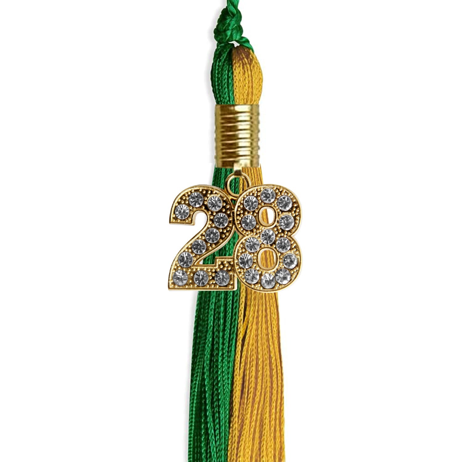 Green/Bright Gold Graduation Tassel with Gold Date Drop - Endea Graduation