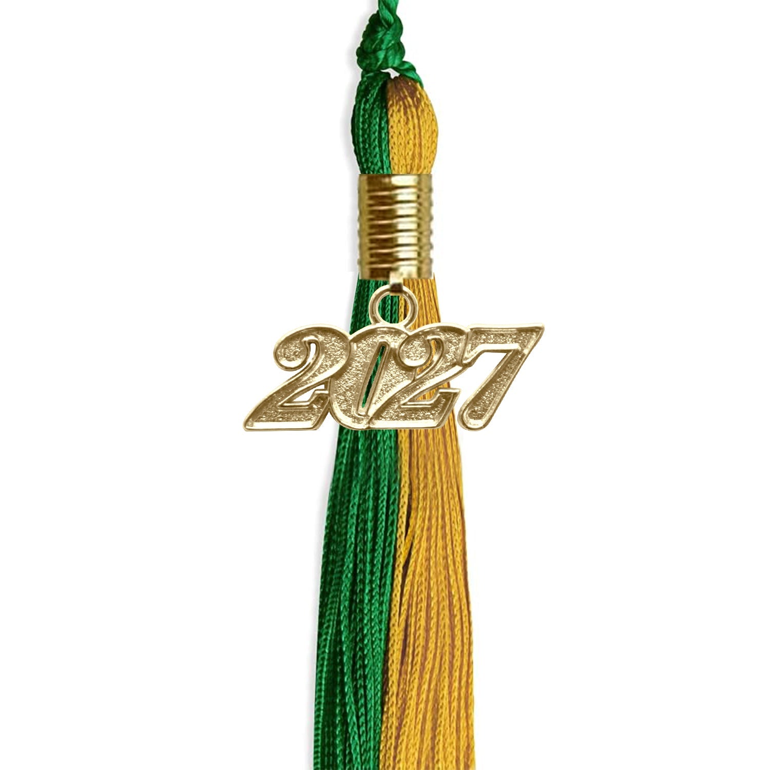 Green/Bright Gold Graduation Tassel with Gold Date Drop - Endea Graduation