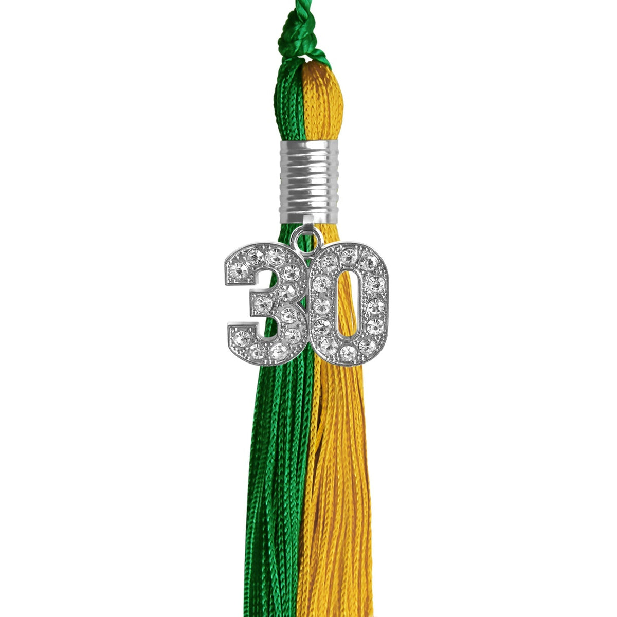Green/Bright Gold Graduation Tassel with Silver Bling Charm - Endea Graduation