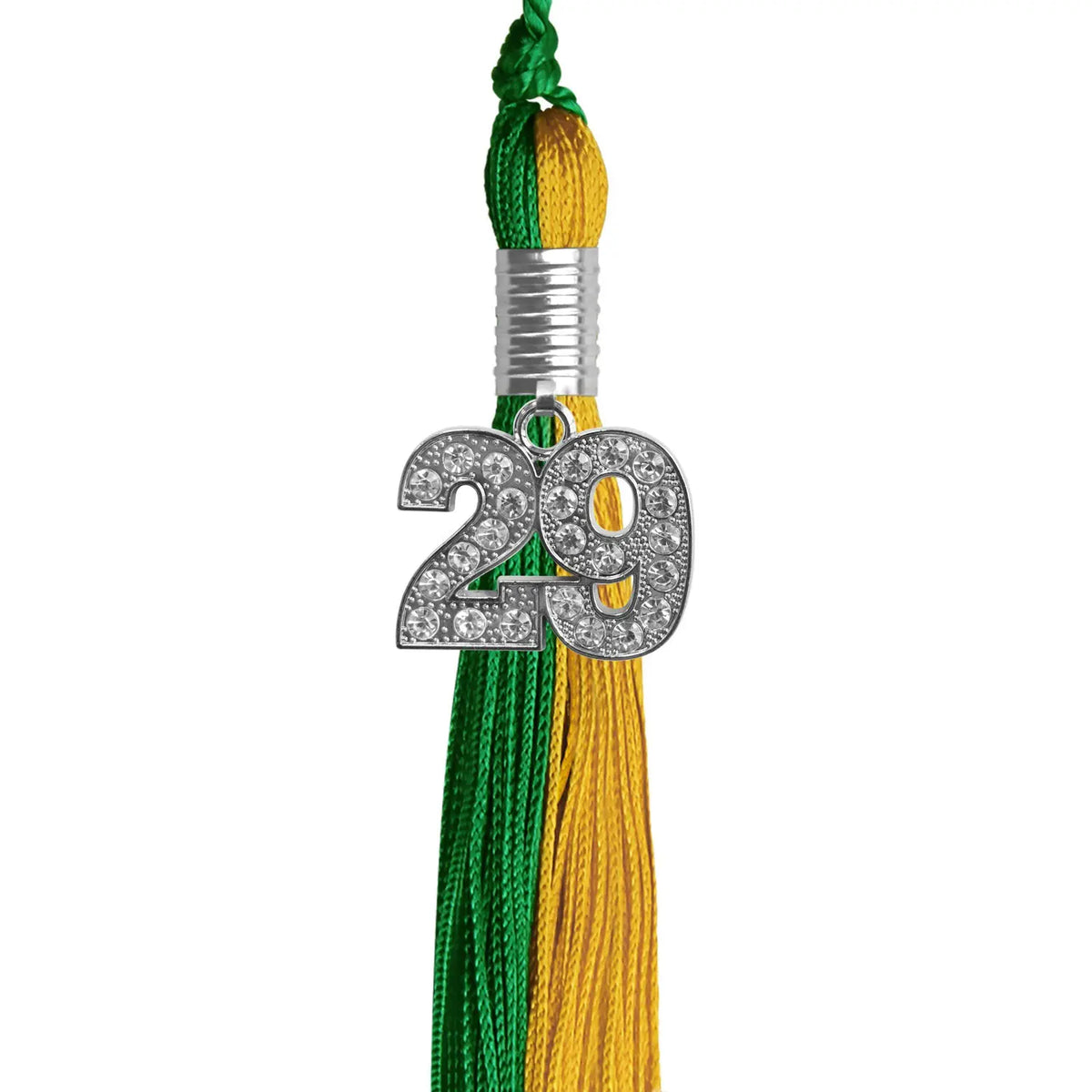Green/Bright Gold Graduation Tassel with Silver Bling Charm - Endea Graduation