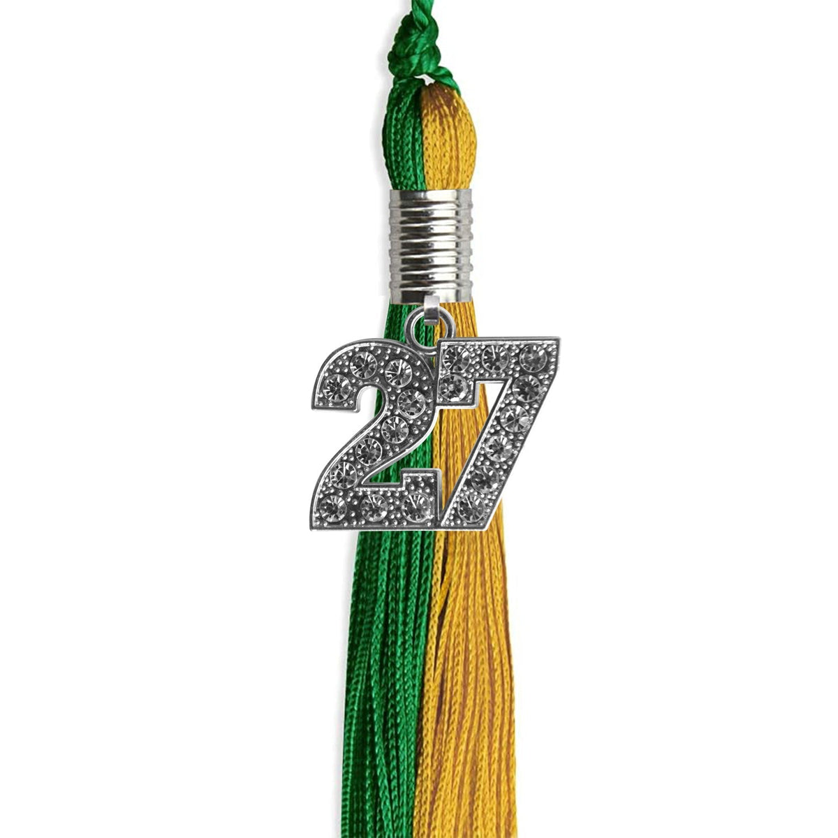 Green/Bright Gold Graduation Tassel with Silver Bling Charm - Endea Graduation