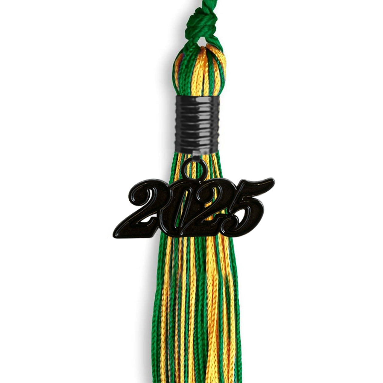 Green/Gold Mixed Color Graduation Tassel with Black Date Drop - Endea Graduation