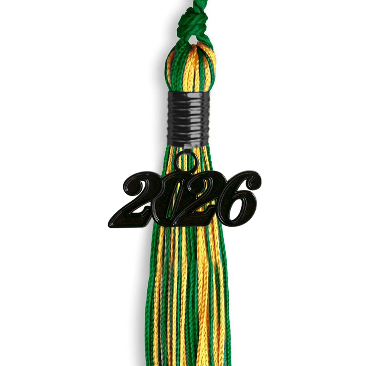 Green/Gold Mixed Color Graduation Tassel with Black Date Drop - Endea Graduation