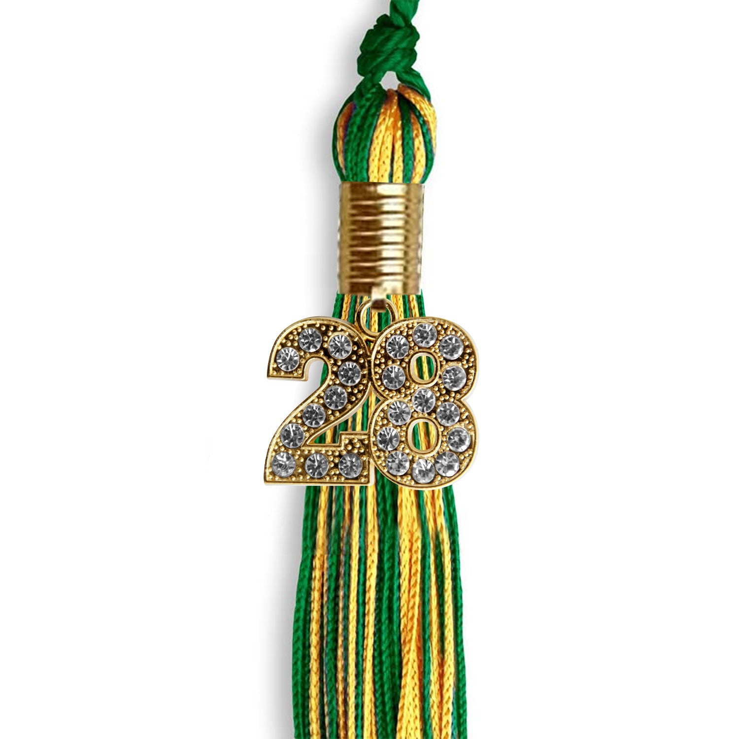 Green/Gold Mixed Color Graduation Tassel with Gold Date Drop - Endea Graduation