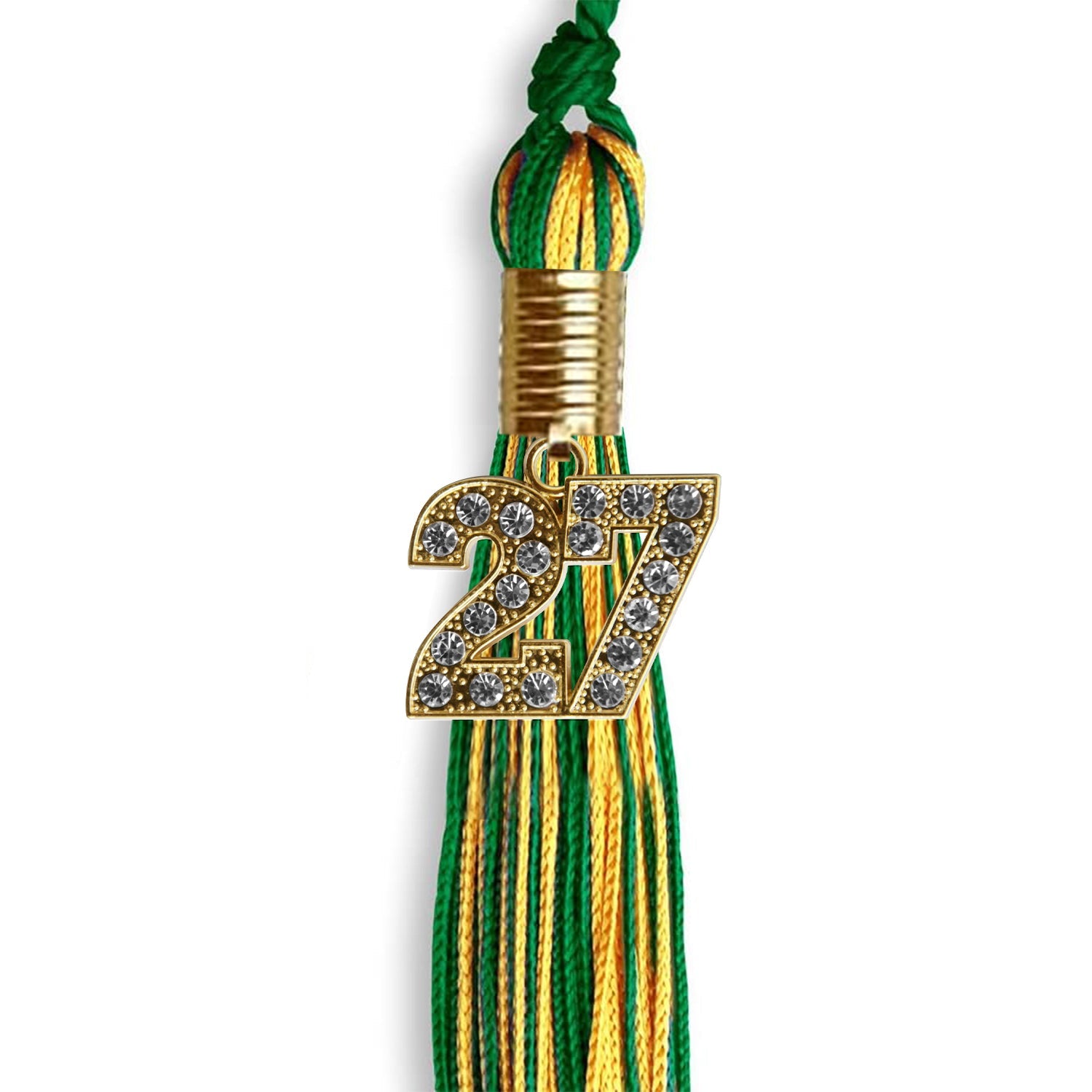 Green/Gold Mixed Color Graduation Tassel with Gold Date Drop - Endea Graduation