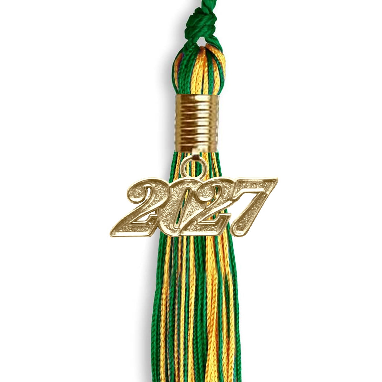 Green/Gold Mixed Color Graduation Tassel with Gold Date Drop - Endea Graduation