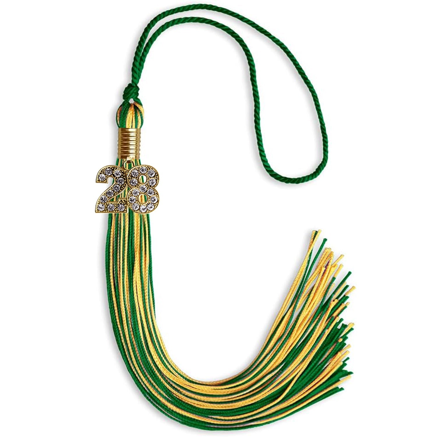 Green/Gold Mixed Color Graduation Tassel with Gold Date Drop - Endea Graduation