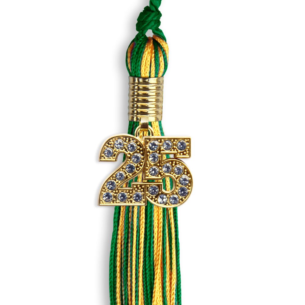 Green/Gold Mixed Color Graduation Tassel with Gold Date Drop - Endea Graduation