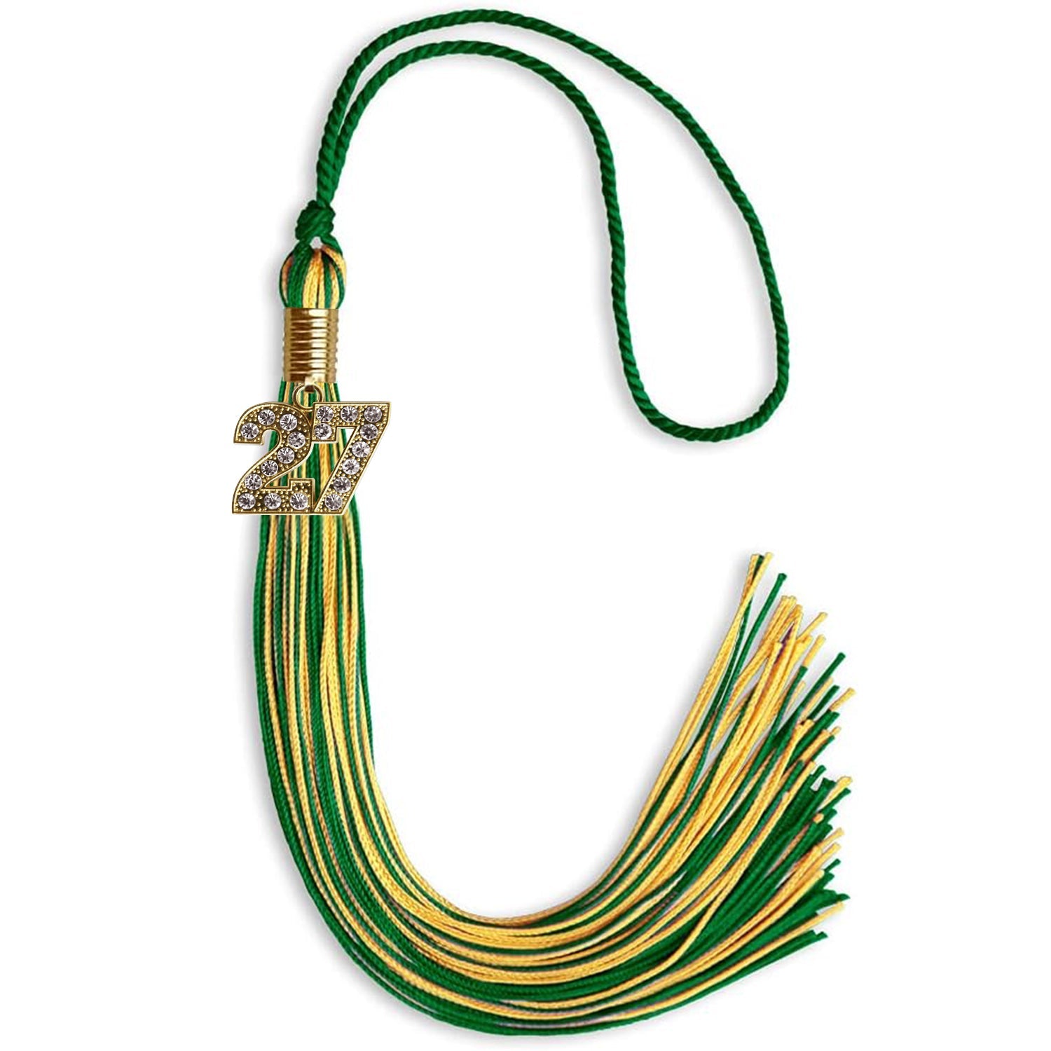 Green/Gold Mixed Color Graduation Tassel with Gold Date Drop - Endea Graduation