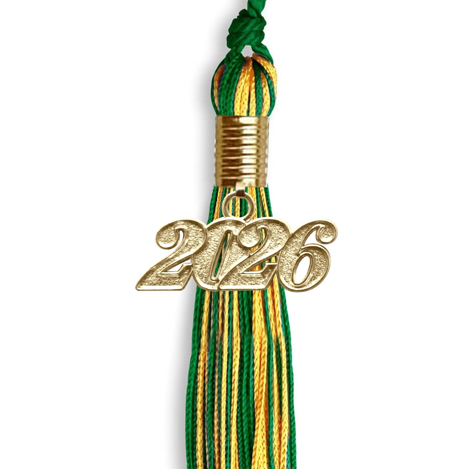 Green/Gold Mixed Color Graduation Tassel with Gold Date Drop - Endea Graduation