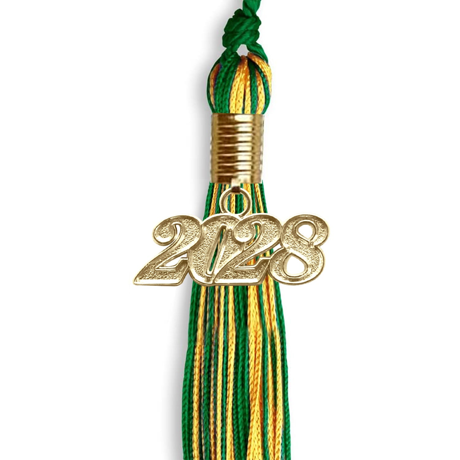 Green/Gold Mixed Color Graduation Tassel with Gold Date Drop - Endea Graduation