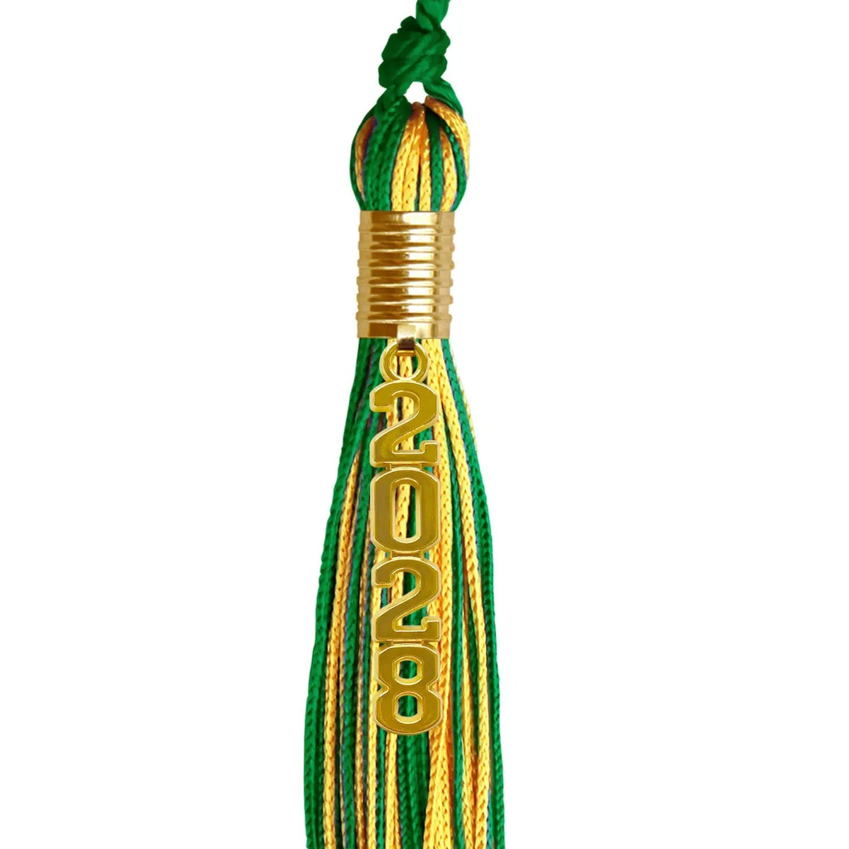 Green/Gold Mixed Color Graduation Tassel with Gold Stacked Date Drop - Endea Graduation