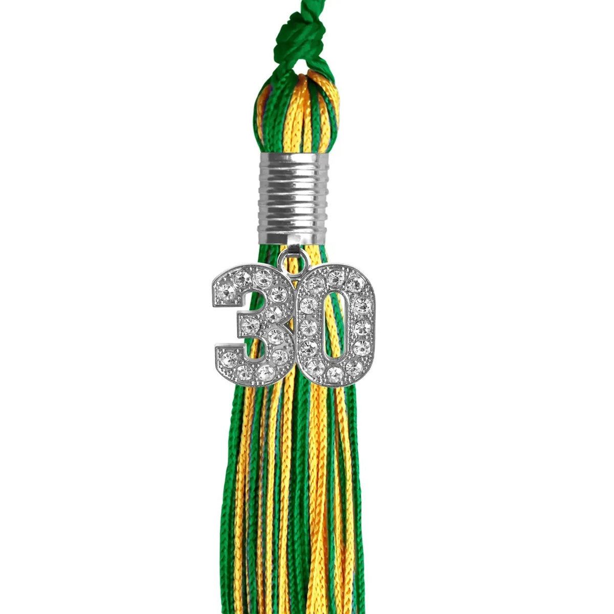 Green/Gold Mixed Color Graduation Tassel with Silver Bling Charm - Endea Graduation