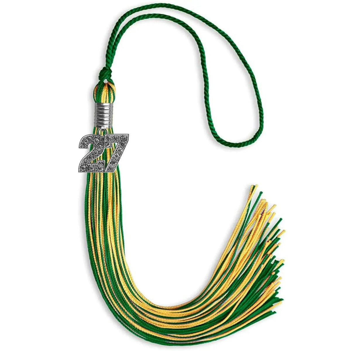 Green/Gold Mixed Color Graduation Tassel with Silver Bling Charm - Endea Graduation