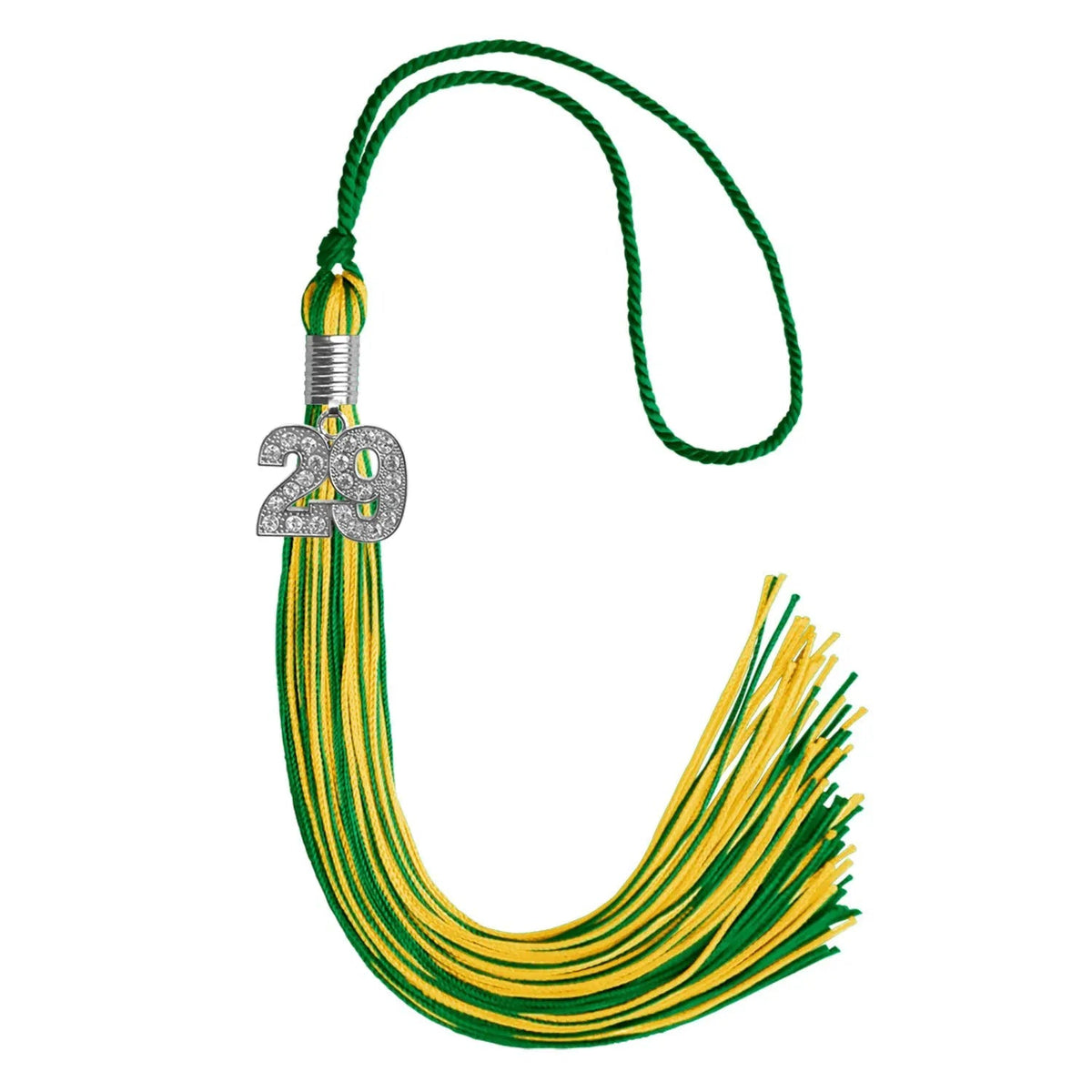 Green/Gold Mixed Color Graduation Tassel with Silver Bling Charm - Endea Graduation