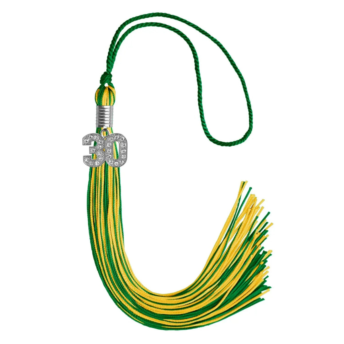 Green/Gold Mixed Color Graduation Tassel with Silver Bling Charm - Endea Graduation