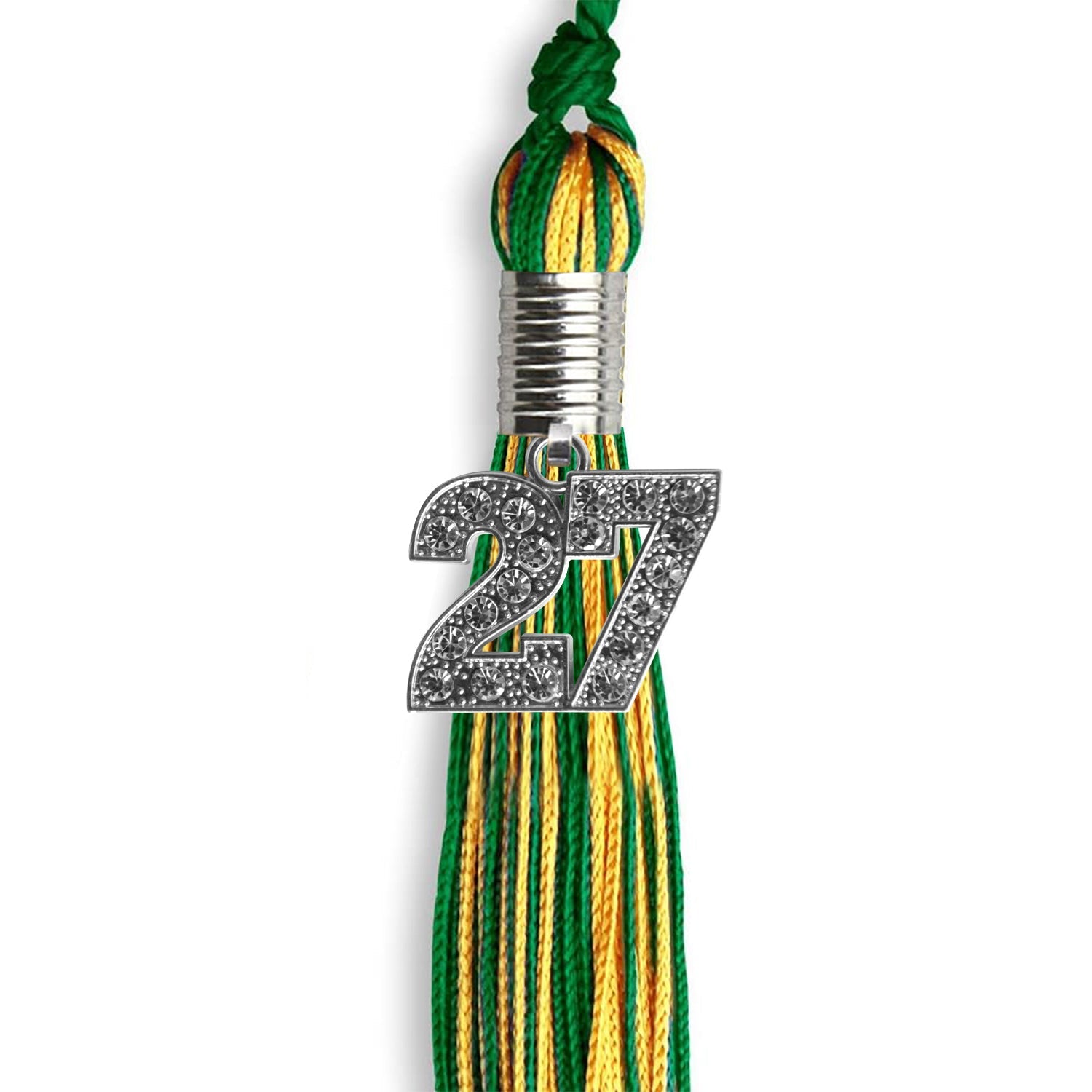 Green/Gold Mixed Color Graduation Tassel with Silver Date Drop - Endea Graduation