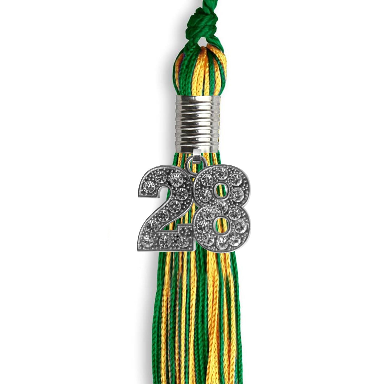 Green/Gold Mixed Color Graduation Tassel with Silver Date Drop - Endea Graduation