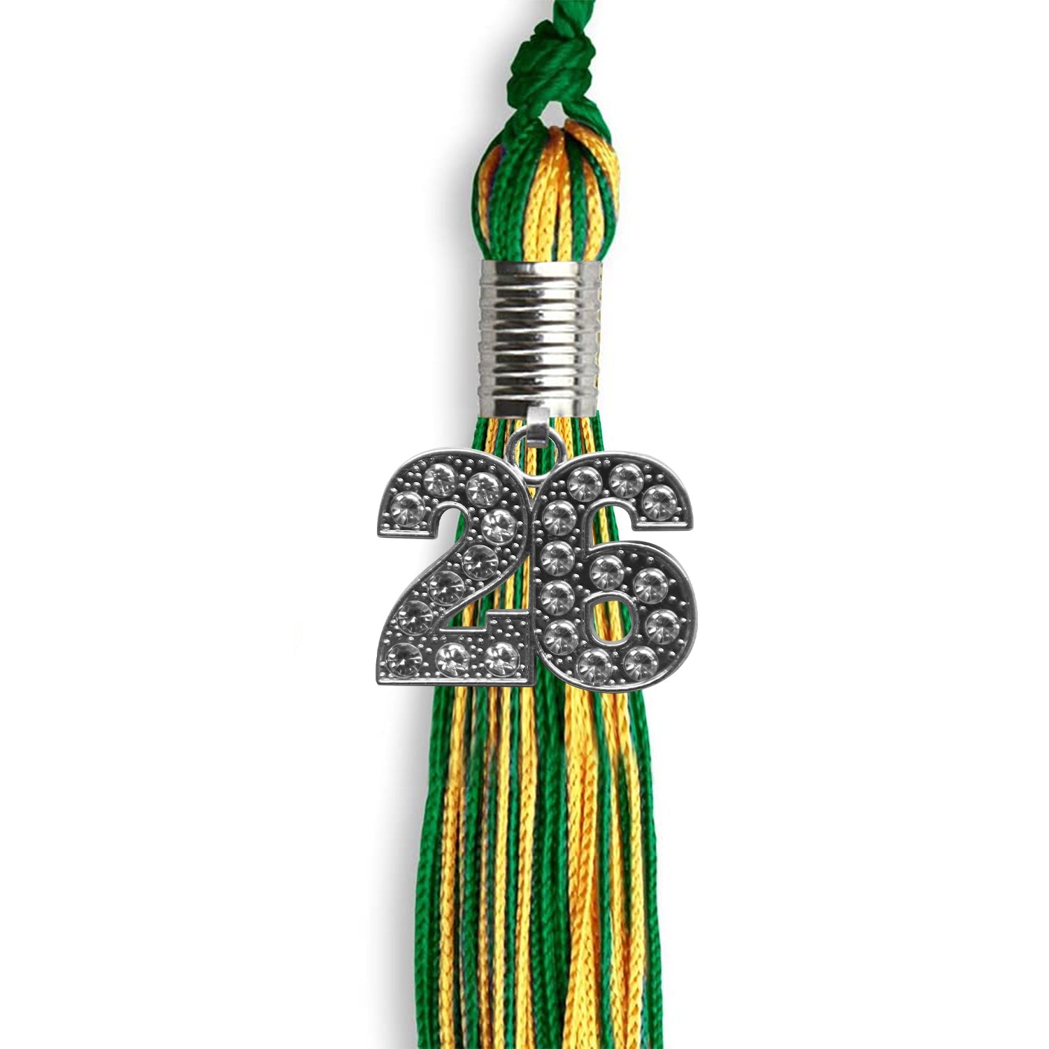 Green/Gold Mixed Color Graduation Tassel with Silver Date Drop - Endea Graduation