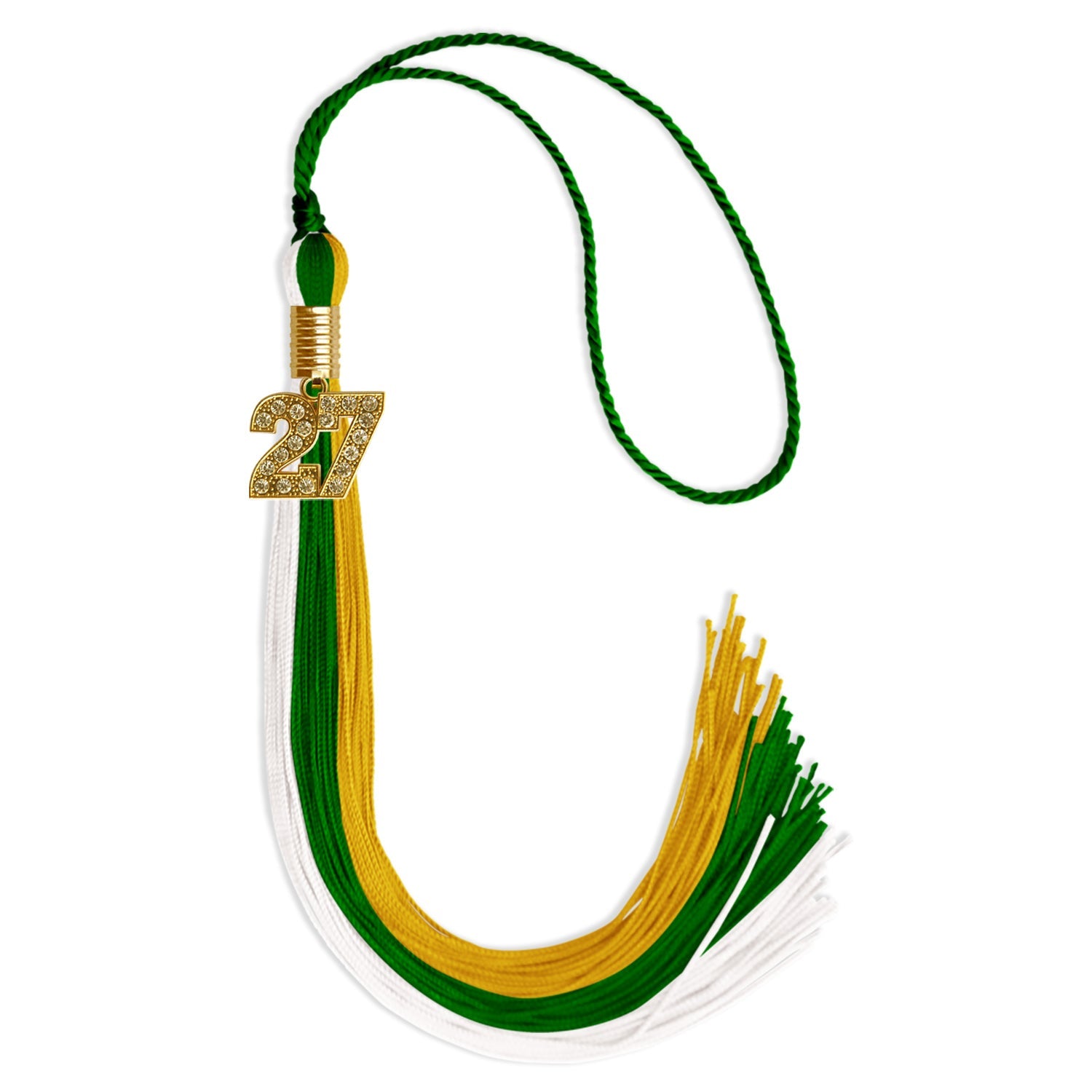 Green/Gold/White Graduation Tassel with Gold Date Drop - Endea Graduation