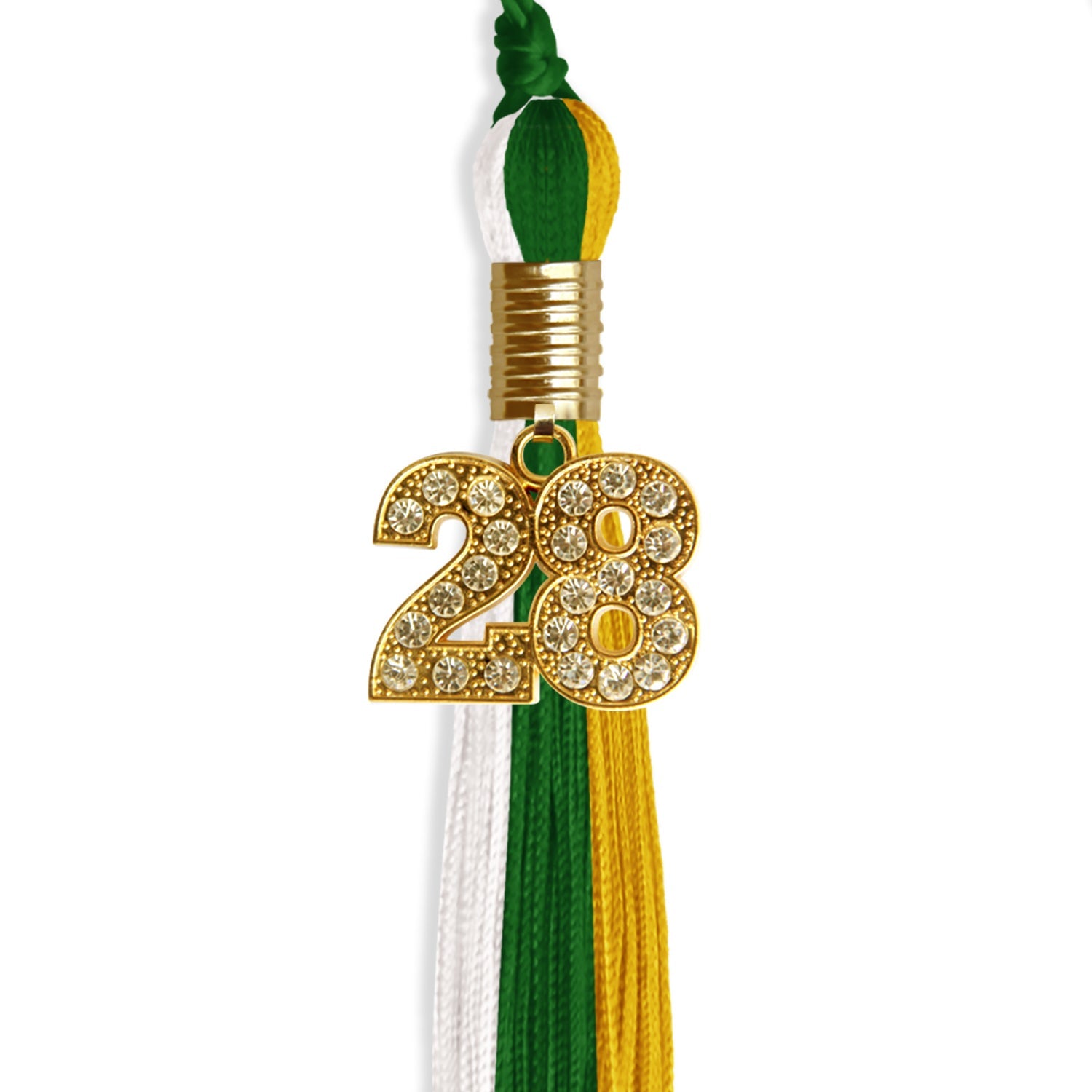Green/Gold/White Graduation Tassel with Gold Date Drop - Endea Graduation