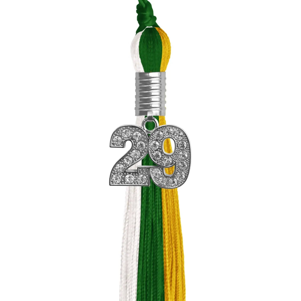 Green/Gold/White Graduation Tassel with Silver Bling Charm - Endea Graduation