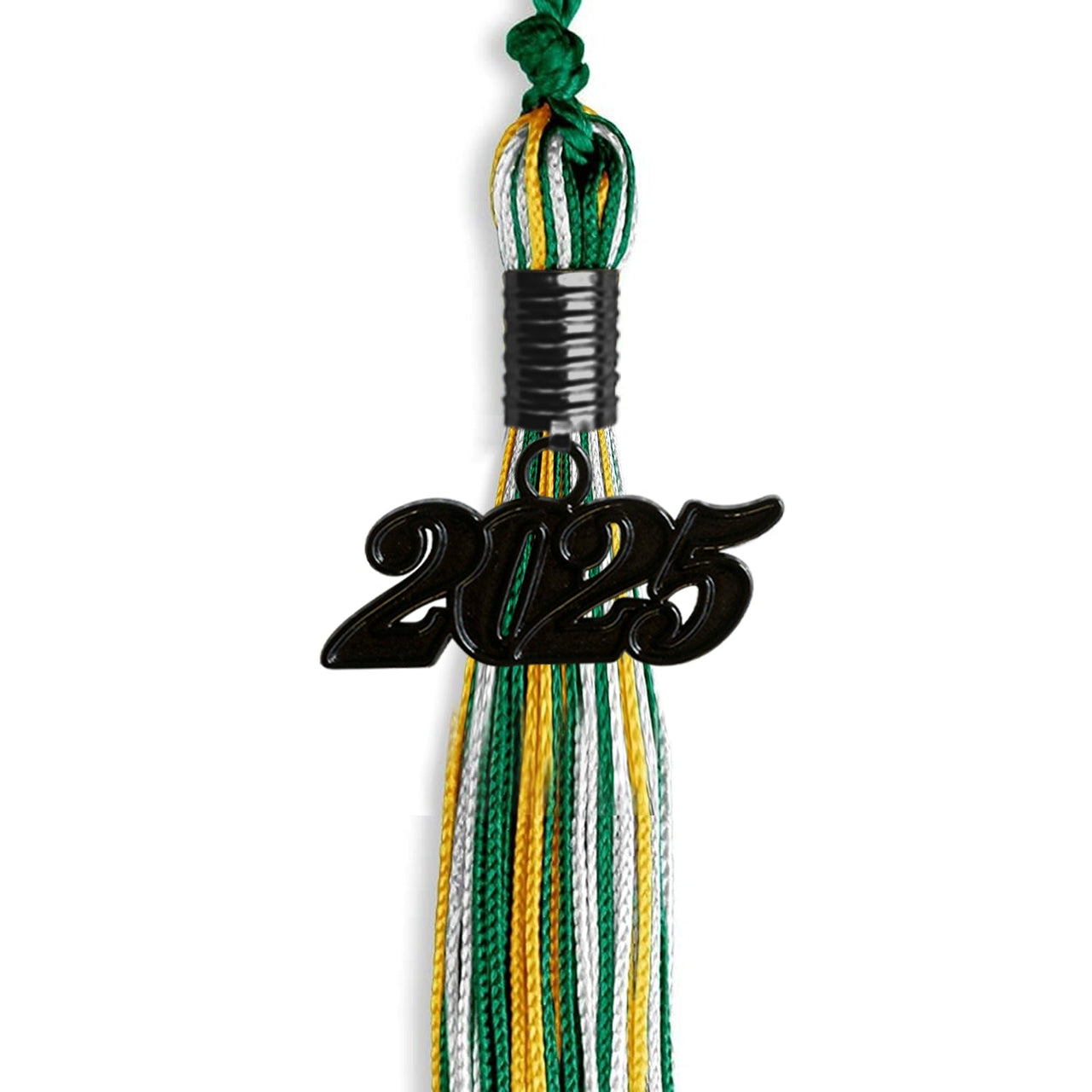 Green/Gold/White Mixed Color Graduation Tassel with Black Date Drop - Endea Graduation