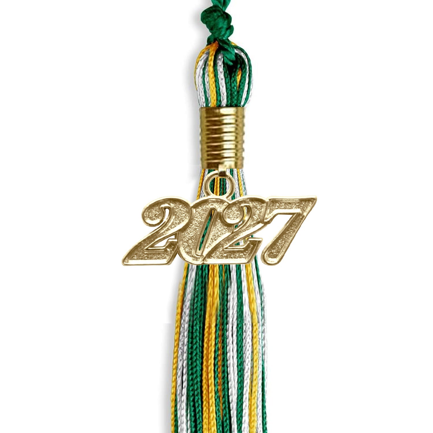 Green/Gold/White Mixed Color Graduation Tassel with Gold Date Drop - Endea Graduation