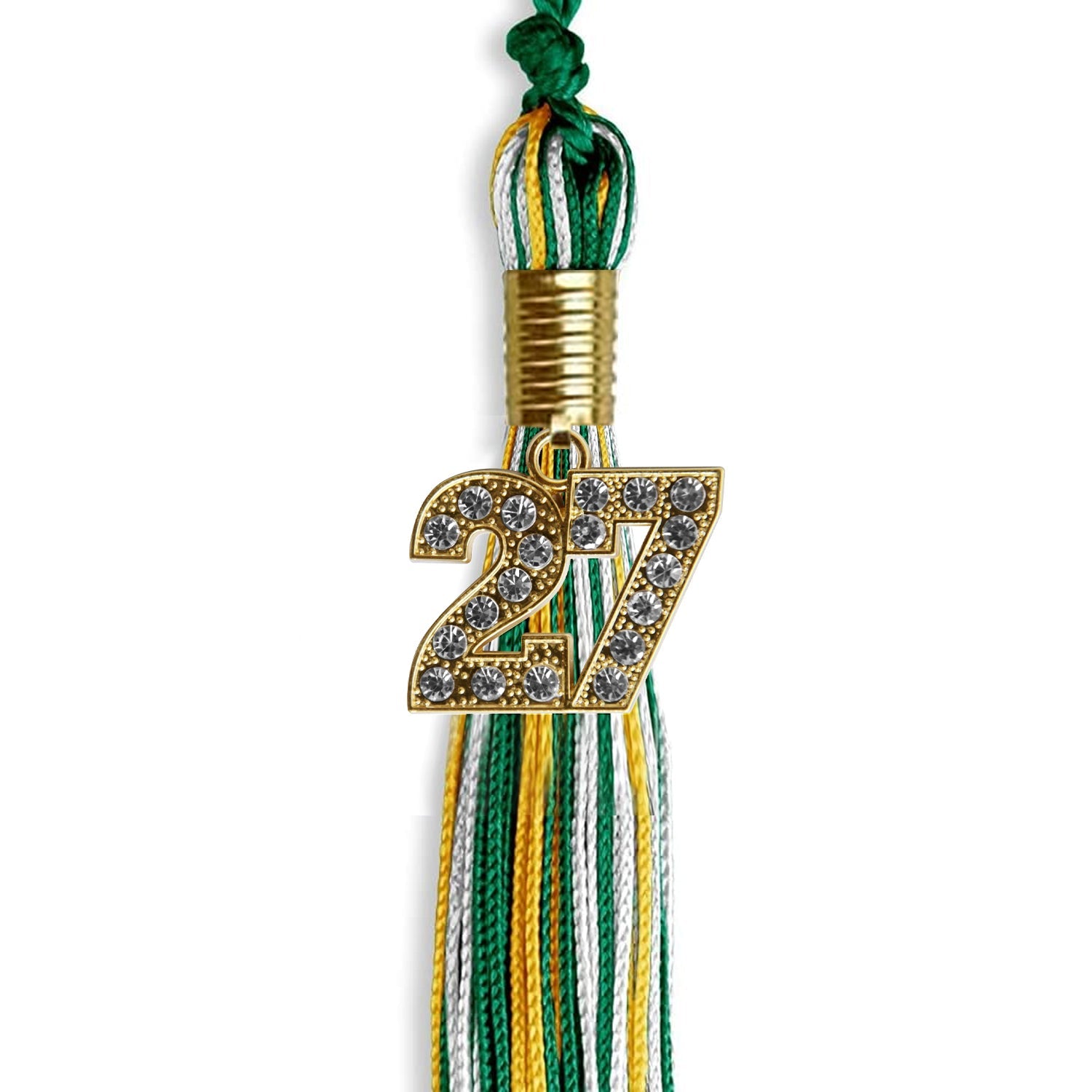 Green/Gold/White Mixed Color Graduation Tassel with Gold Date Drop - Endea Graduation