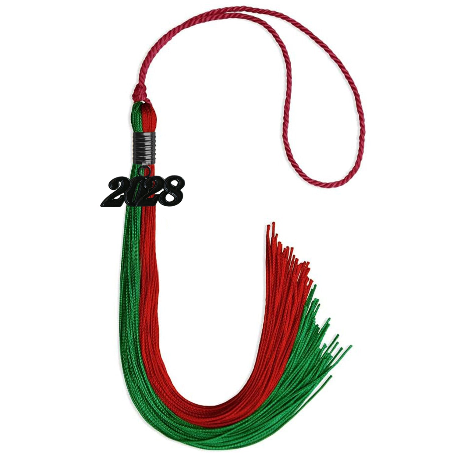 Green/Red Graduation Tassel with Black Date Drop - Endea Graduation