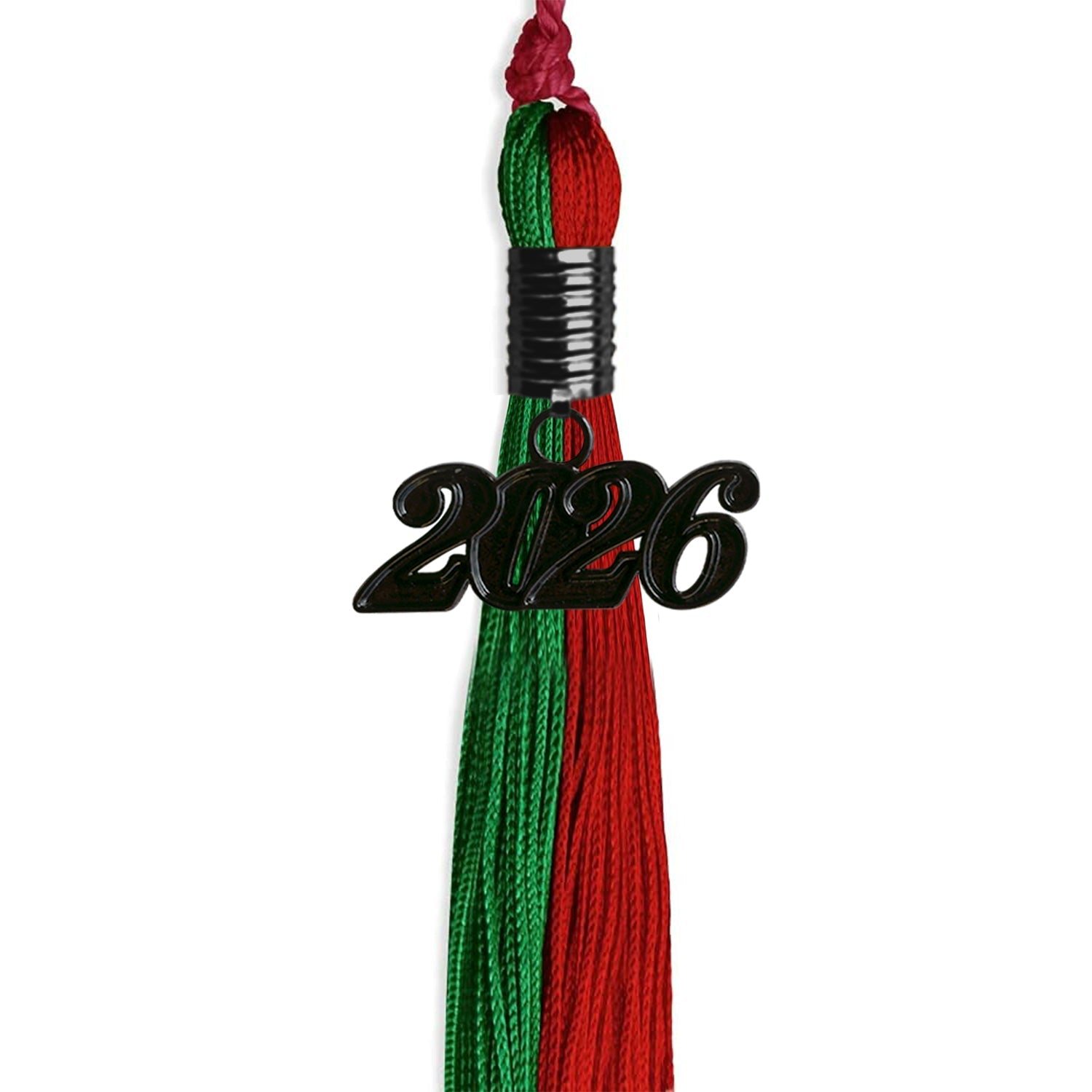 Green/Red Graduation Tassel with Black Date Drop - Endea Graduation